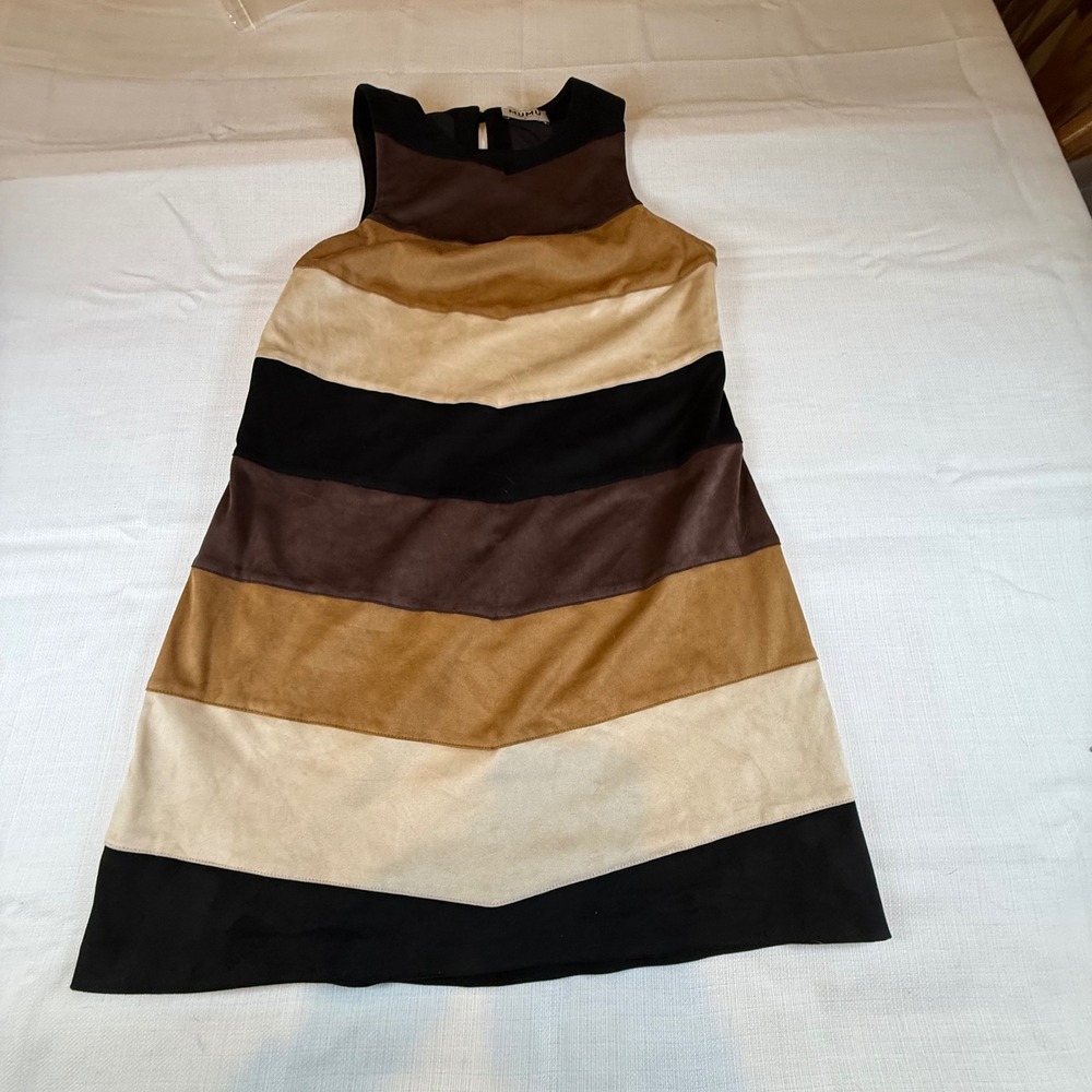 SHOW ME YOUR MUMU Faux Suede‎ Neutral Chevron Mini Dress